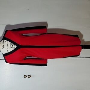 Lynn Ritchie- Womens Red & Black Color block Slimming Dress Sz.Small